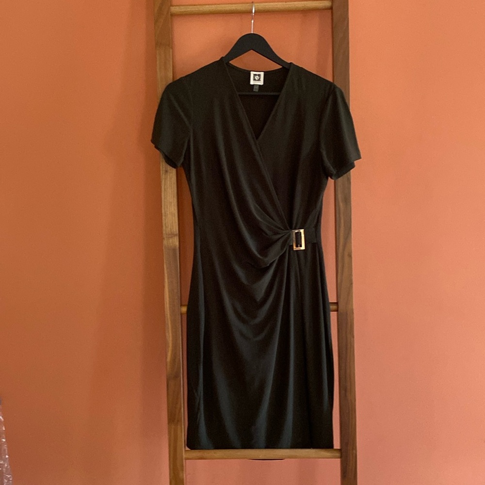 EUC Anne Klein Faux Wrap Dress in a dark green